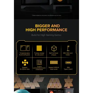 Корпус GAMEMAX Tower E-ATX без блока живлення , закалене с клоE-ATX,ATX, M-ATX,ITX, Tempered Glass,Mesh,USB2. Leader TG UA