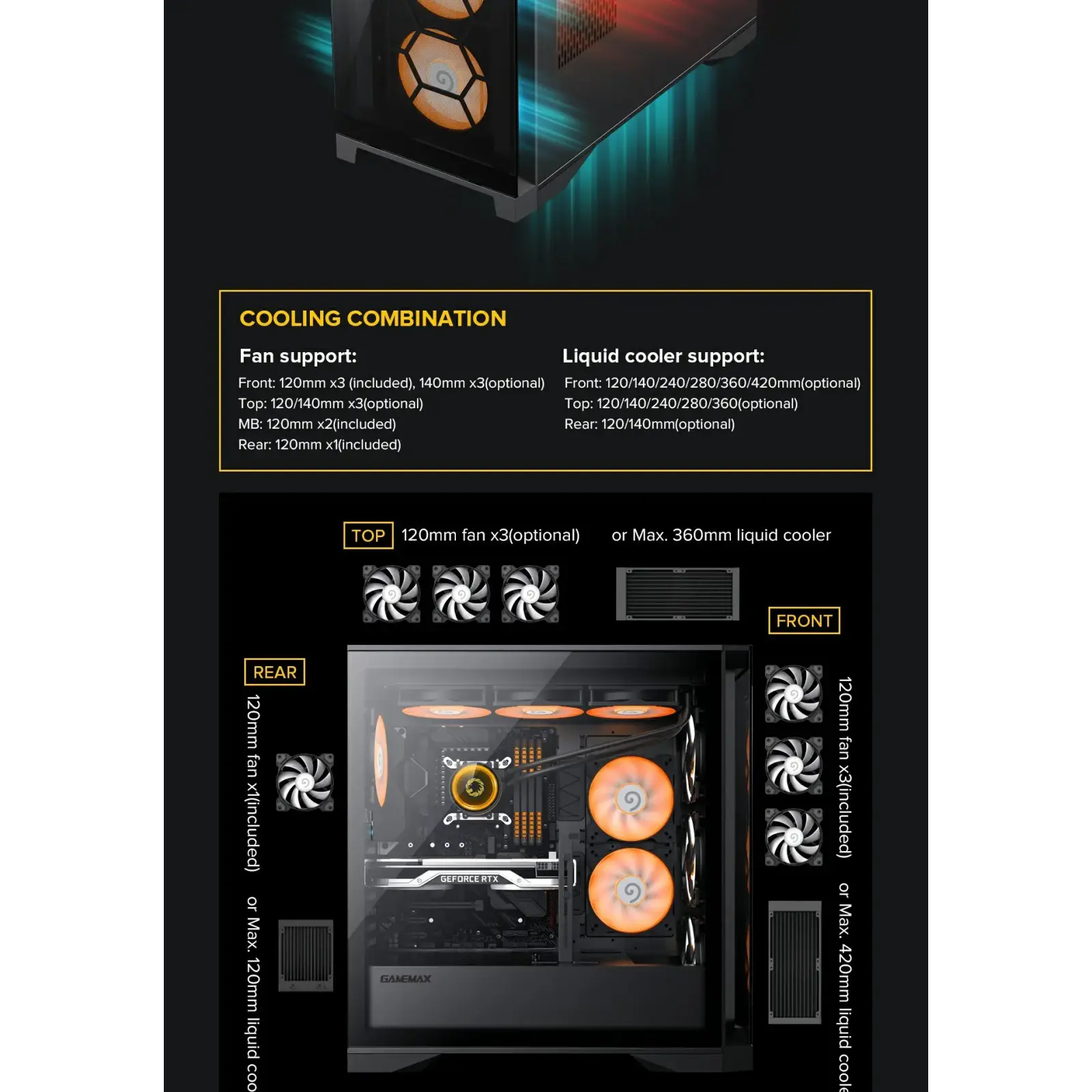 Корпус GAMEMAX Tower E-ATX без блока живлення , закалене с клоE-ATX,ATX, M-ATX,ITX, Tempered Glass,Mesh,USB2. Leader TG UA