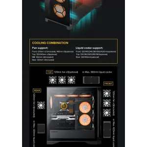 Корпус GAMEMAX Tower E-ATX без блока живлення , закалене с клоE-ATX,ATX, M-ATX,ITX, Tempered Glass,Mesh,USB2. Leader TG UA