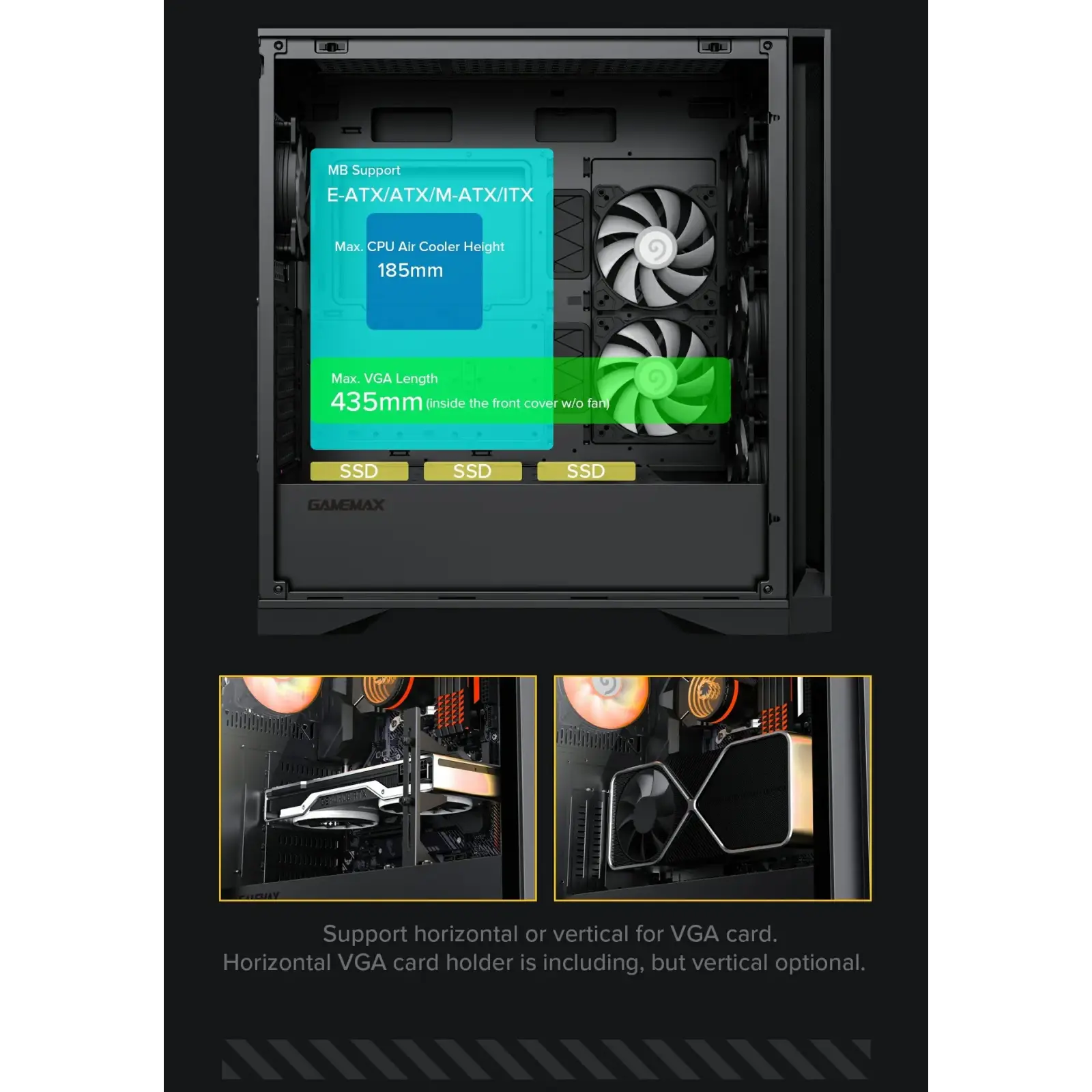 Корпус GAMEMAX Tower E-ATX без блока живлення , закалене с клоE-ATX,ATX, M-ATX,ITX, Tempered Glass,Mesh,USB2. Leader TG UA