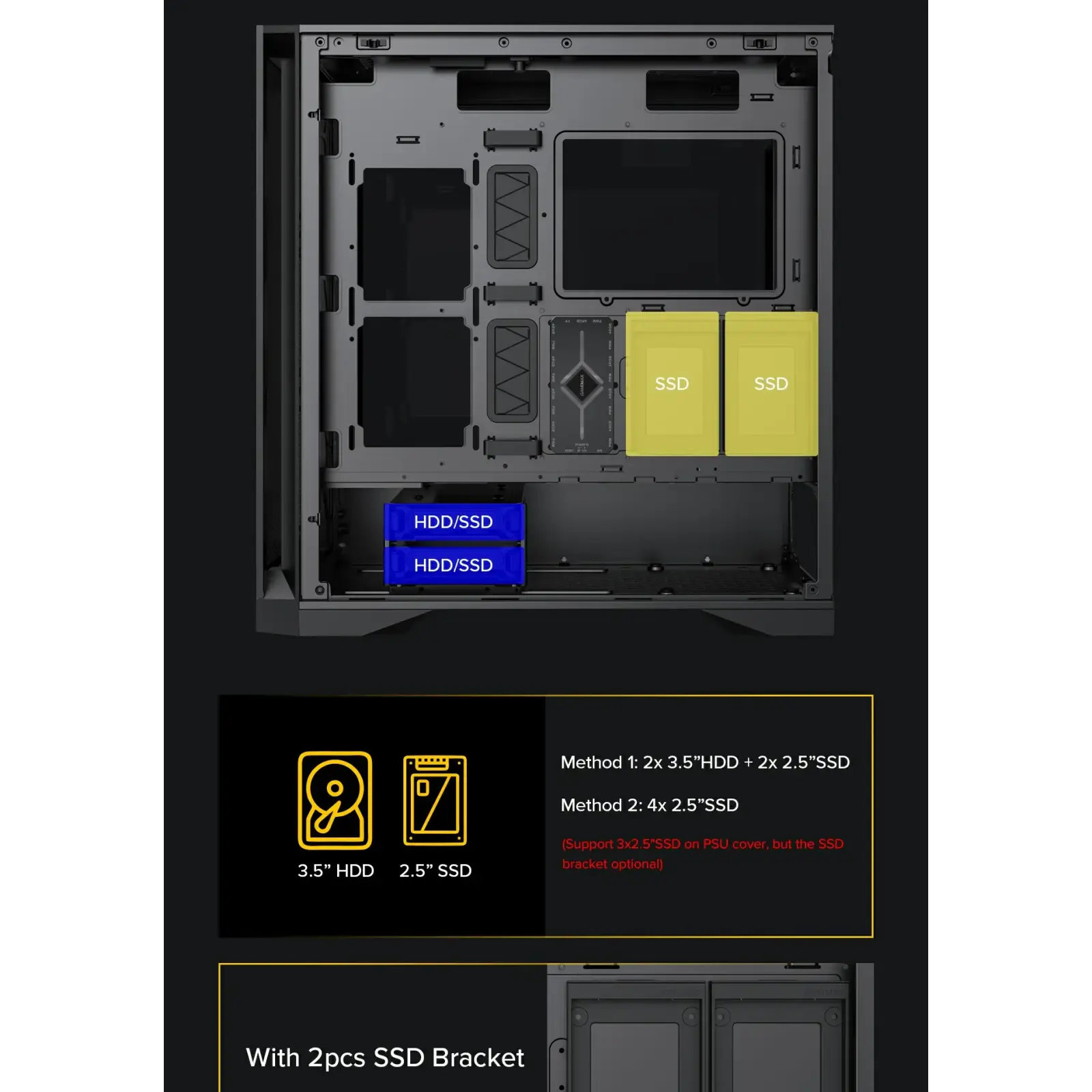 Корпус GAMEMAX Tower E-ATX без блока живлення , закалене с клоE-ATX,ATX, M-ATX,ITX, Tempered Glass,Mesh,USB2. Leader TG UA