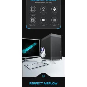Корпус GAMEMAX Tower ATX без блока живлення DTX,Mini-ITX USB3.0x1,Type-C , Combo audio MeshBox PRO BK UA