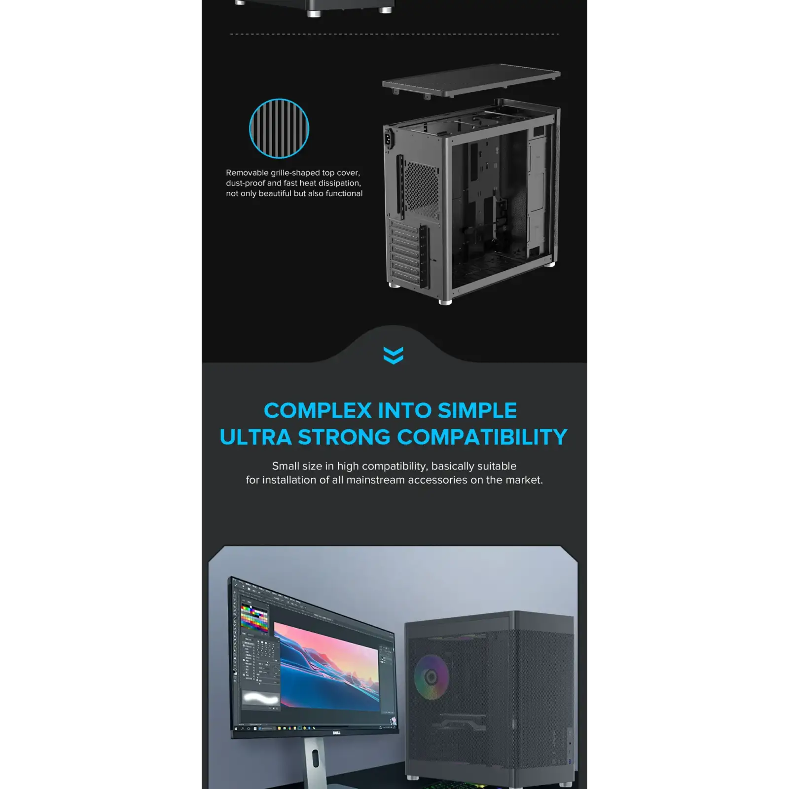 Корпус GAMEMAX Tower ATX без блока живлення DTX,Mini-ITX USB3.0x1,Type-C , Combo audio MeshBox PRO BK UA