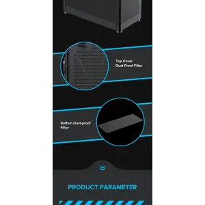 Корпус GAMEMAX Tower ATX без блока живлення DTX,Mini-ITX USB3.0x1,Type-C , Combo audio MeshBox PRO BK UA