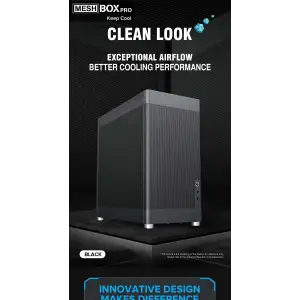 Корпус GAMEMAX Tower ATX без блока живлення DTX,Mini-ITX USB3.0x1,Type-C , Combo audio MeshBox PRO BK UA