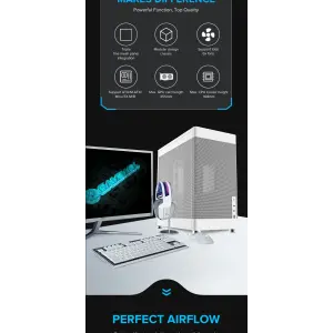 Корпус GAMEMAX Tower ATX без блока живлення DTX,Mini-ITX USB3.0x1,Type-C , Combo audio MeshBox PRO WT UA