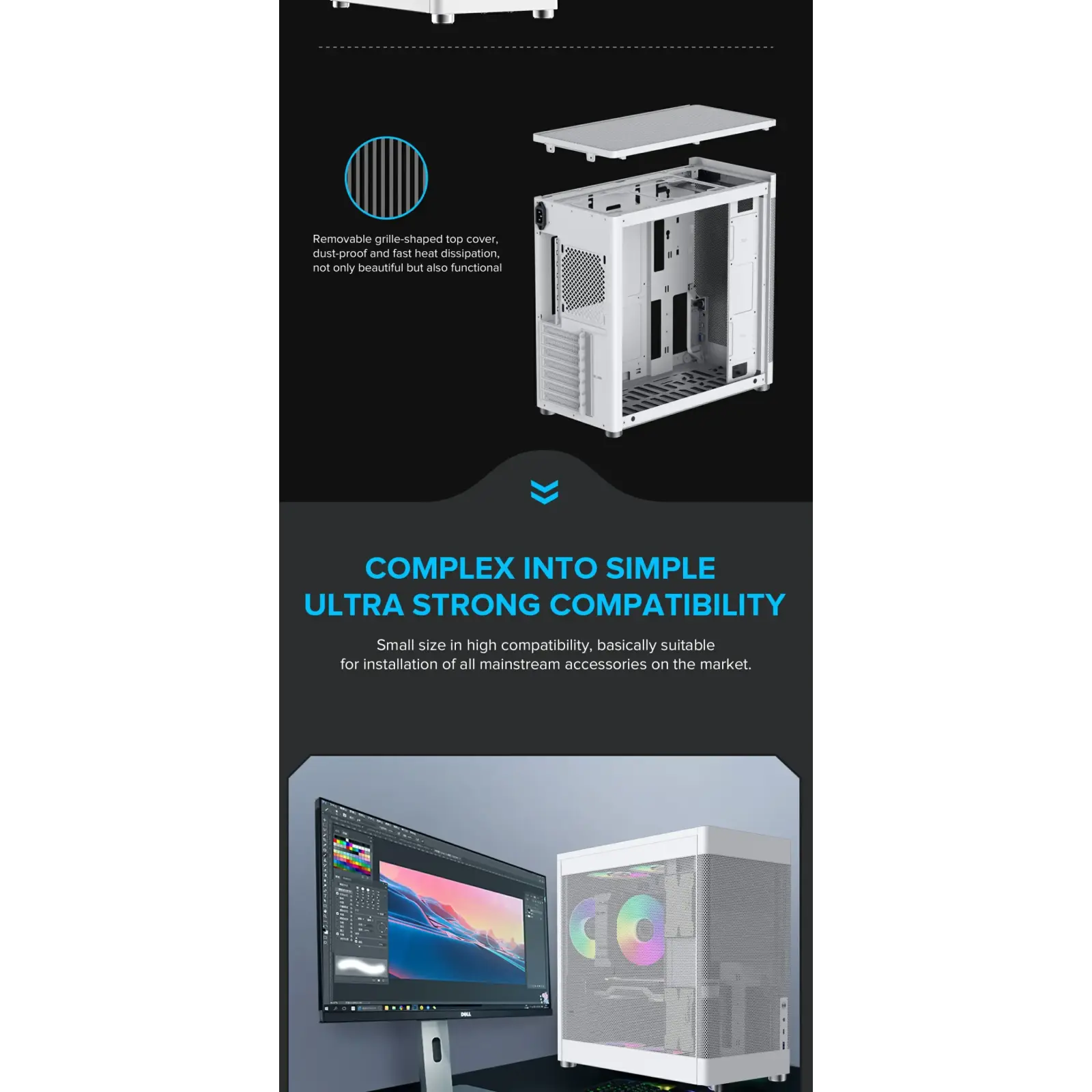 Корпус GAMEMAX Tower ATX без блока живлення DTX,Mini-ITX USB3.0x1,Type-C , Combo audio MeshBox PRO WT UA