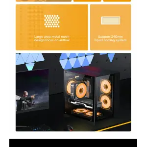 Корпус GAMEMAX Micro-ATX без блока живлення, , загартоване скло, USB2.0x2, USB 3.0x1 Infinity Mini Black UA