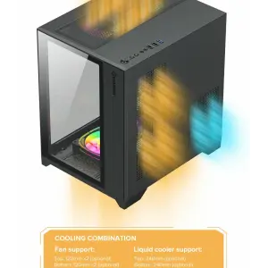 Корпус GAMEMAX Micro-ATX без блока живлення, , загартоване скло, USB2.0x2, USB 3.0x1 Infinity Mini Black UA