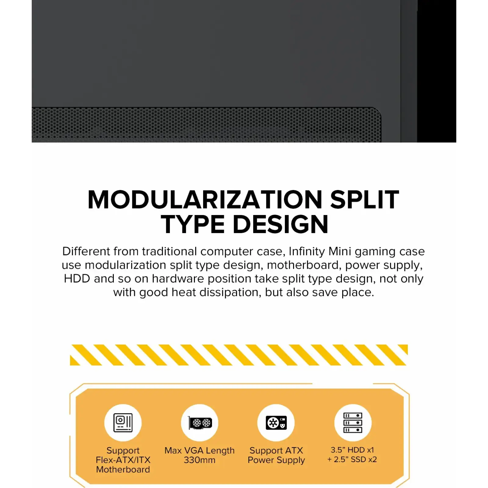 Корпус GAMEMAX Micro-ATX без блока живлення, , загартоване скло, USB2.0x2, USB 3.0x1 Infinity Mini Black UA