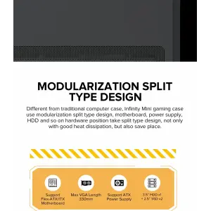 Корпус GAMEMAX Micro-ATX без блока живлення, , загартоване скло, USB2.0x2, USB 3.0x1 Infinity Mini Black UA