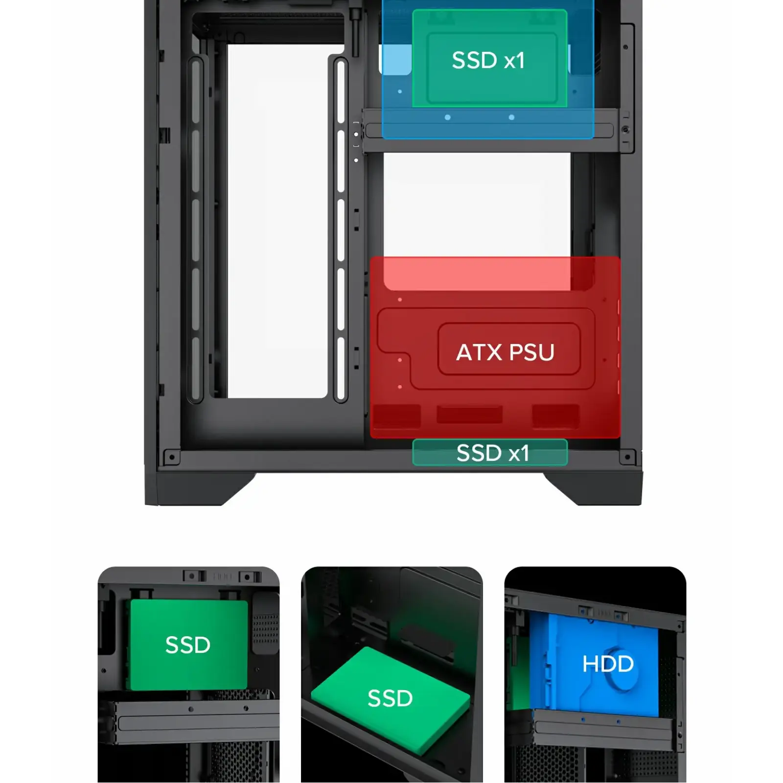 Корпус GAMEMAX Micro-ATX без блока живлення, , загартоване скло, USB2.0x2, USB 3.0x1 Infinity Mini Black UA