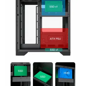 Корпус GAMEMAX Micro-ATX без блока живлення, , загартоване скло, USB2.0x2, USB 3.0x1 Infinity Mini Black UA