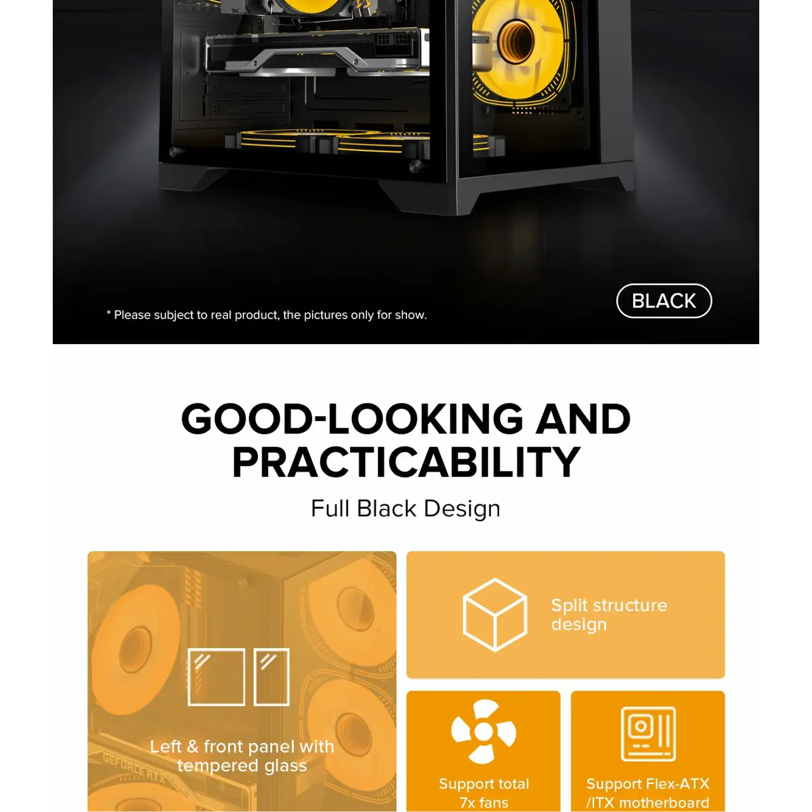 Корпус GAMEMAX Micro-ATX без блока живлення, , загартоване скло, USB2.0x2, USB 3.0x1 Infinity Mini Black UA