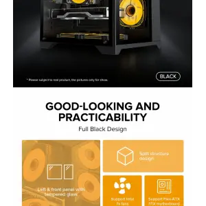 Корпус GAMEMAX Micro-ATX без блока живлення, , загартоване скло, USB2.0x2, USB 3.0x1 Infinity Mini Black UA