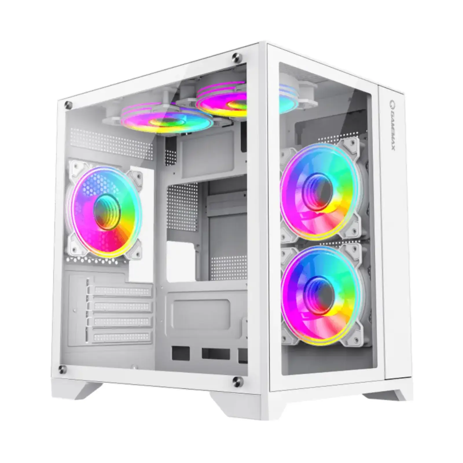 Корпус GAMEMAX Micro-ATX без блока живлення, , загартоване скло, USB2.0x2, USB 3.0x1 Infinity Mini White UA