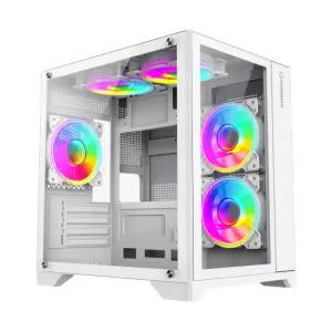 Корпус GAMEMAX Micro-ATX без блока живлення, , загартоване скло, USB2.0x2, USB 3.0x1 Infinity Mini White UA