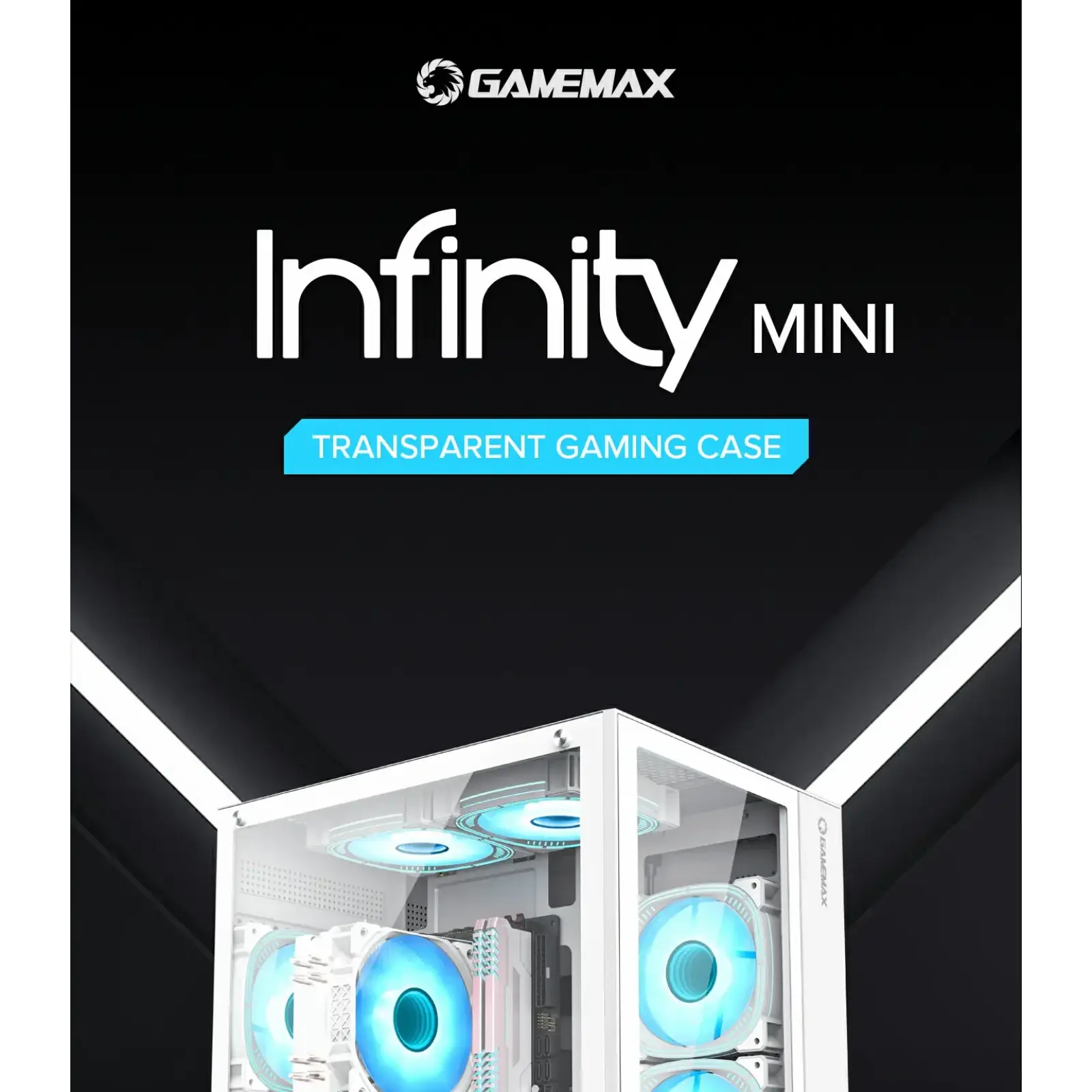 Корпус GAMEMAX Micro-ATX без блока живлення, , загартоване скло, USB2.0x2, USB 3.0x1 Infinity Mini White UA