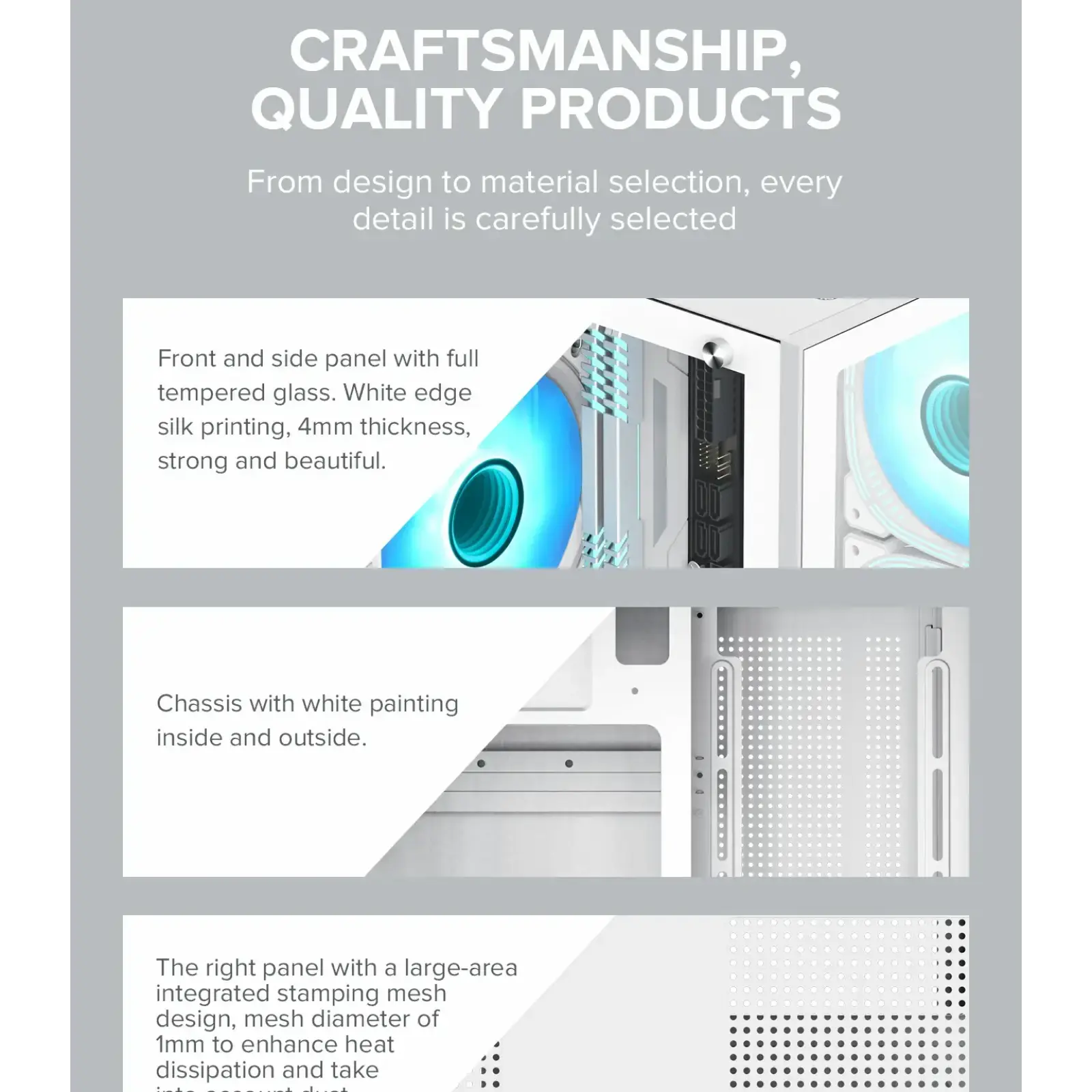 Корпус GAMEMAX Micro-ATX без блока живлення, , загартоване скло, USB2.0x2, USB 3.0x1 Infinity Mini White UA