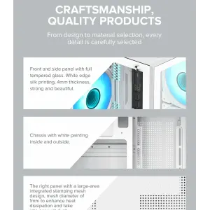 Корпус GAMEMAX Micro-ATX без блока живлення, , загартоване скло, USB2.0x2, USB 3.0x1 Infinity Mini White UA