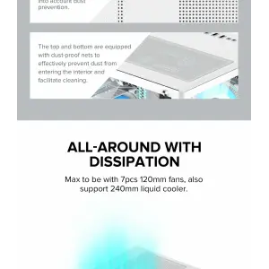 Корпус GAMEMAX Micro-ATX без блока живлення, , загартоване скло, USB2.0x2, USB 3.0x1 Infinity Mini White UA