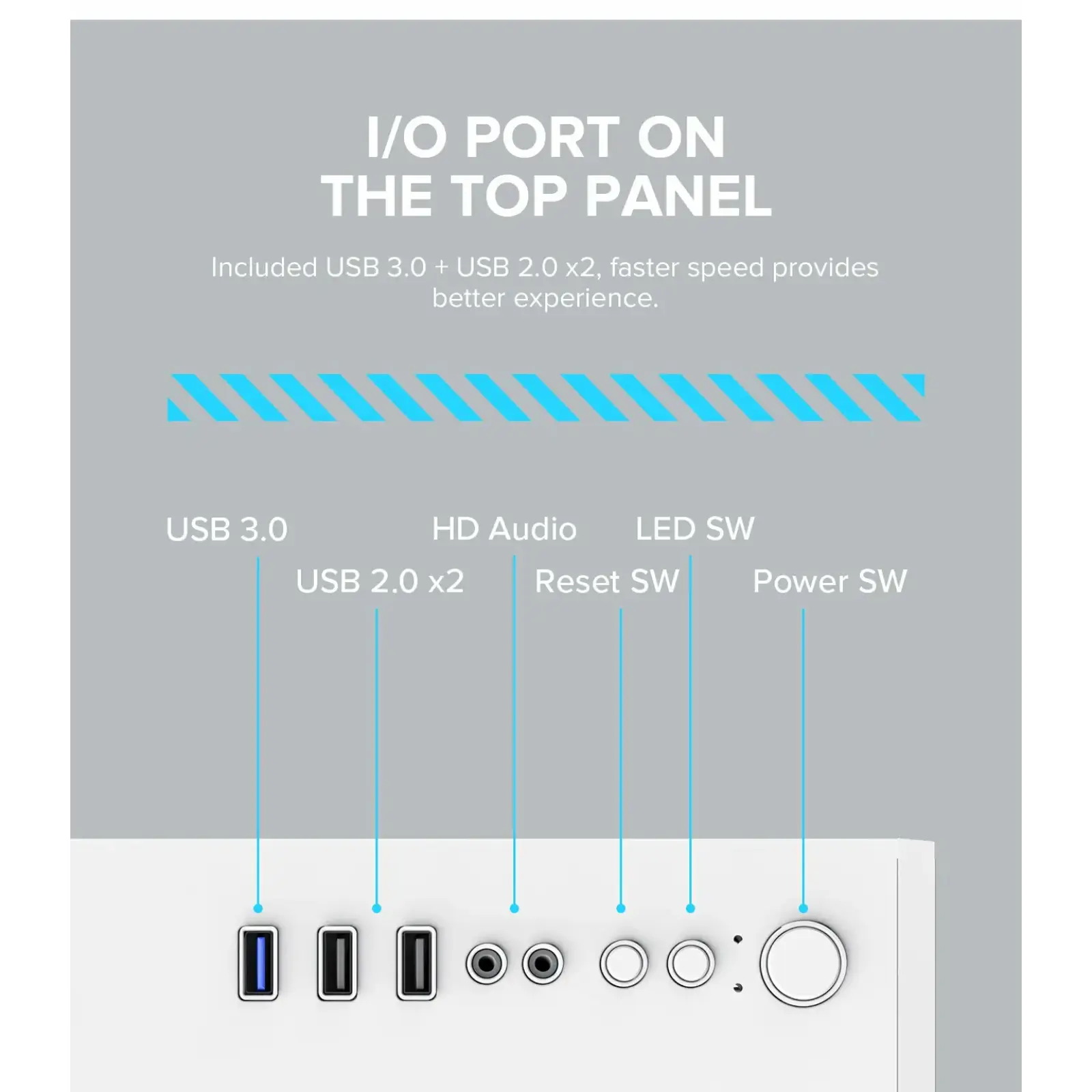 Корпус GAMEMAX Micro-ATX без блока живлення, , загартоване скло, USB2.0x2, USB 3.0x1 Infinity Mini White UA