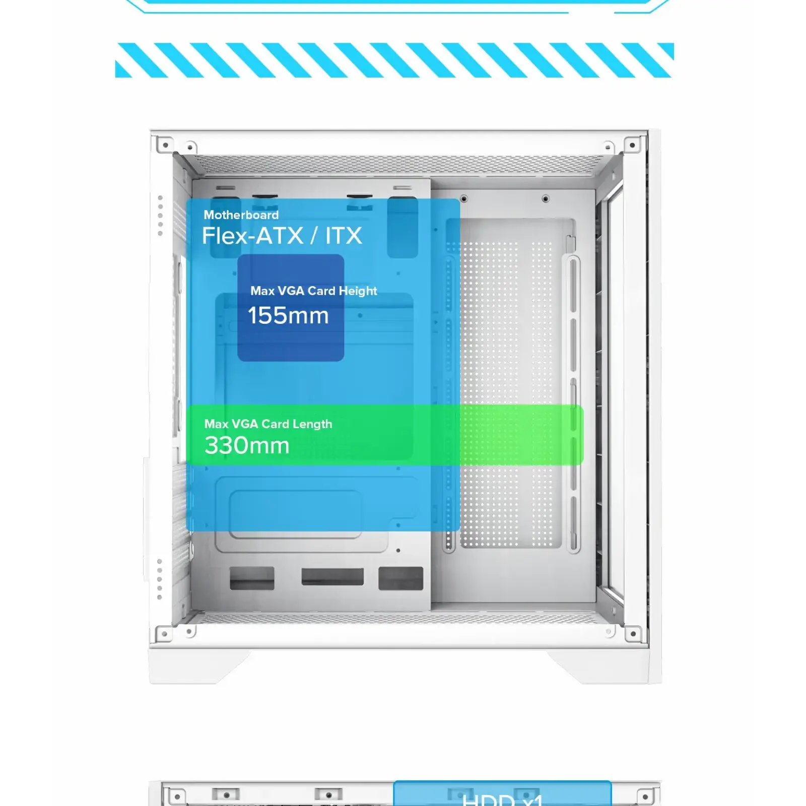 Корпус GAMEMAX Micro-ATX без блока живлення, , загартоване скло, USB2.0x2, USB 3.0x1 Infinity Mini White UA