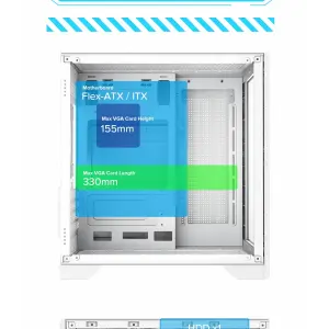 Корпус GAMEMAX Micro-ATX без блока живлення, , загартоване скло, USB2.0x2, USB 3.0x1 Infinity Mini White UA