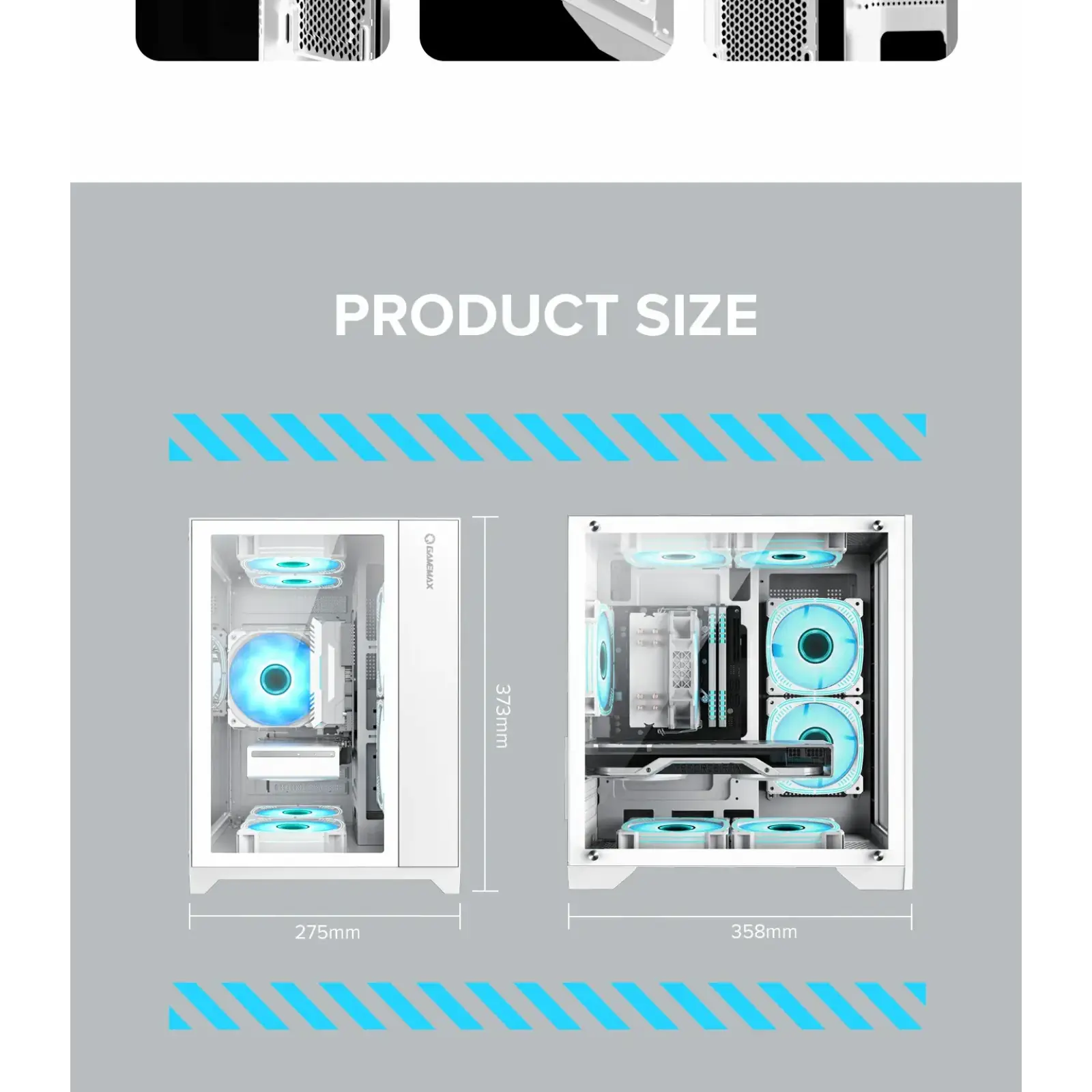 Корпус GAMEMAX Micro-ATX без блока живлення, , загартоване скло, USB2.0x2, USB 3.0x1 Infinity Mini White UA