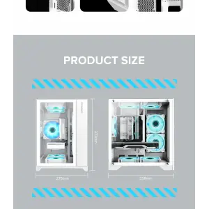 Корпус GAMEMAX Micro-ATX без блока живлення, , загартоване скло, USB2.0x2, USB 3.0x1 Infinity Mini White UA