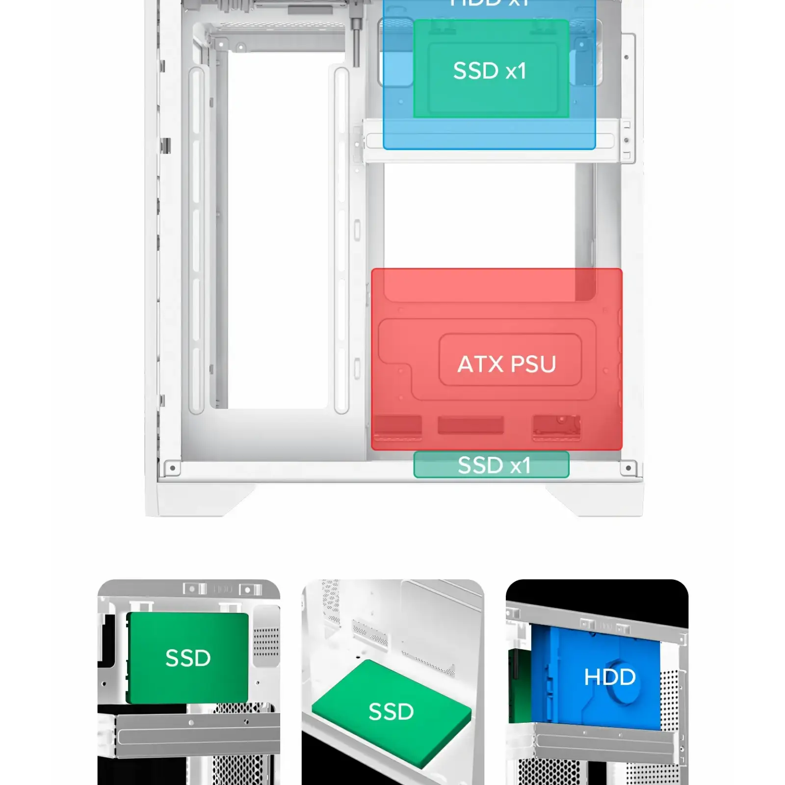Корпус GAMEMAX Micro-ATX без блока живлення, , загартоване скло, USB2.0x2, USB 3.0x1 Infinity Mini White UA