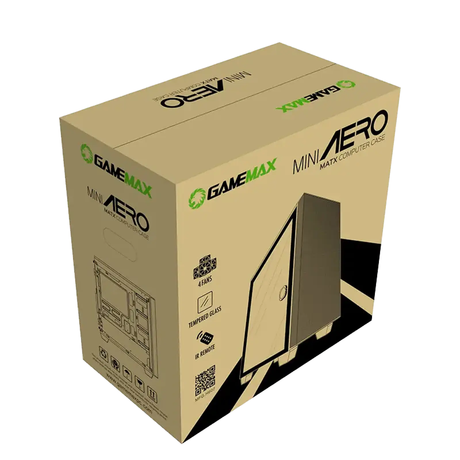 Корпус GAMEMAX MICRO ATX без блока живлення front panel with full mesh, V 1.62 PWM +ARGB Hub Aero Mini UA