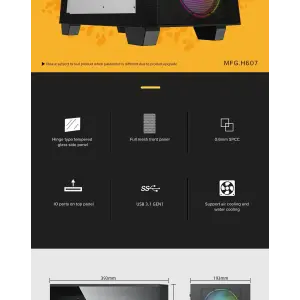 Корпус GAMEMAX MICRO ATX без блока живлення front panel with full mesh, V 1.62 PWM +ARGB Hub Aero Mini UA