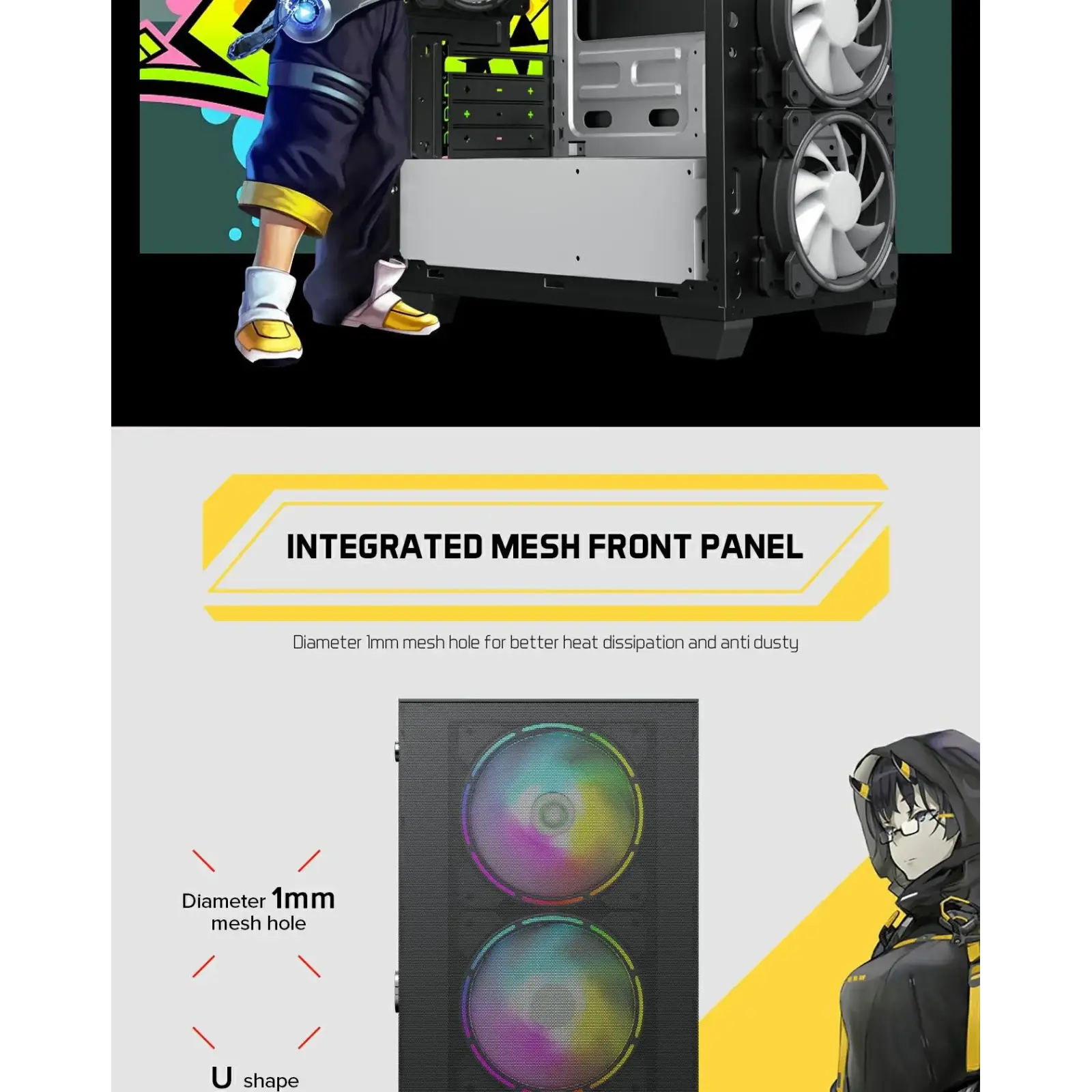 Корпус GAMEMAX MICRO ATX без блока живлення front panel with full mesh, V 1.62 PWM +ARGB Hub Aero Mini UA