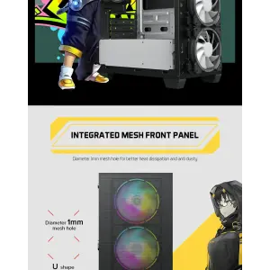 Корпус GAMEMAX MICRO ATX без блока живлення front panel with full mesh, V 1.62 PWM +ARGB Hub Aero Mini UA