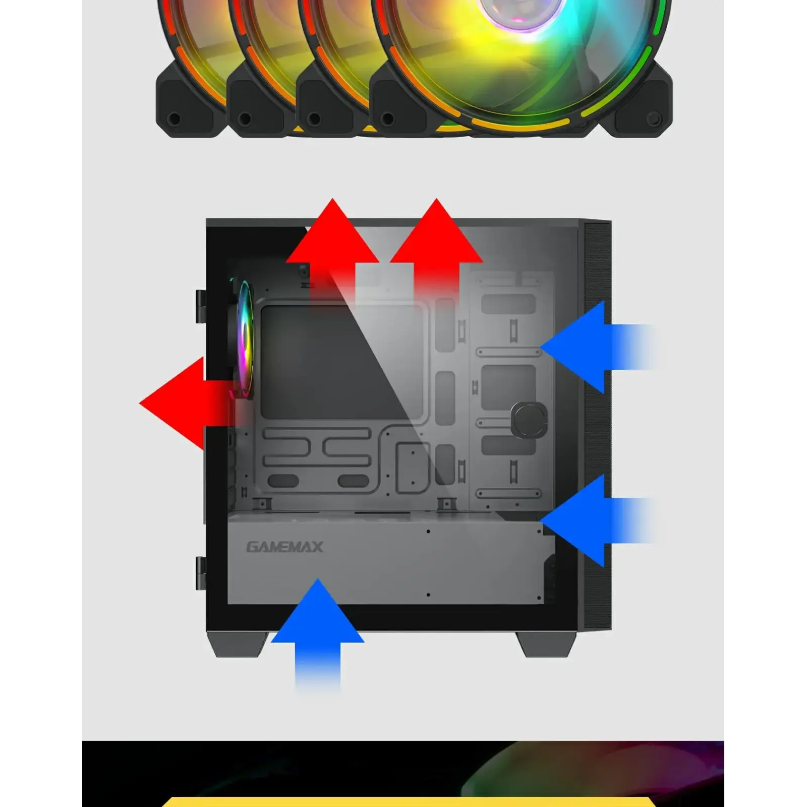 Корпус GAMEMAX MICRO ATX без блока живлення front panel with full mesh, V 1.62 PWM +ARGB Hub Aero Mini UA