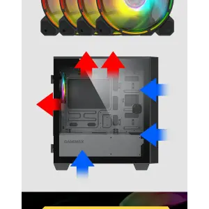 Корпус GAMEMAX MICRO ATX без блока живлення front panel with full mesh, V 1.62 PWM +ARGB Hub Aero Mini UA