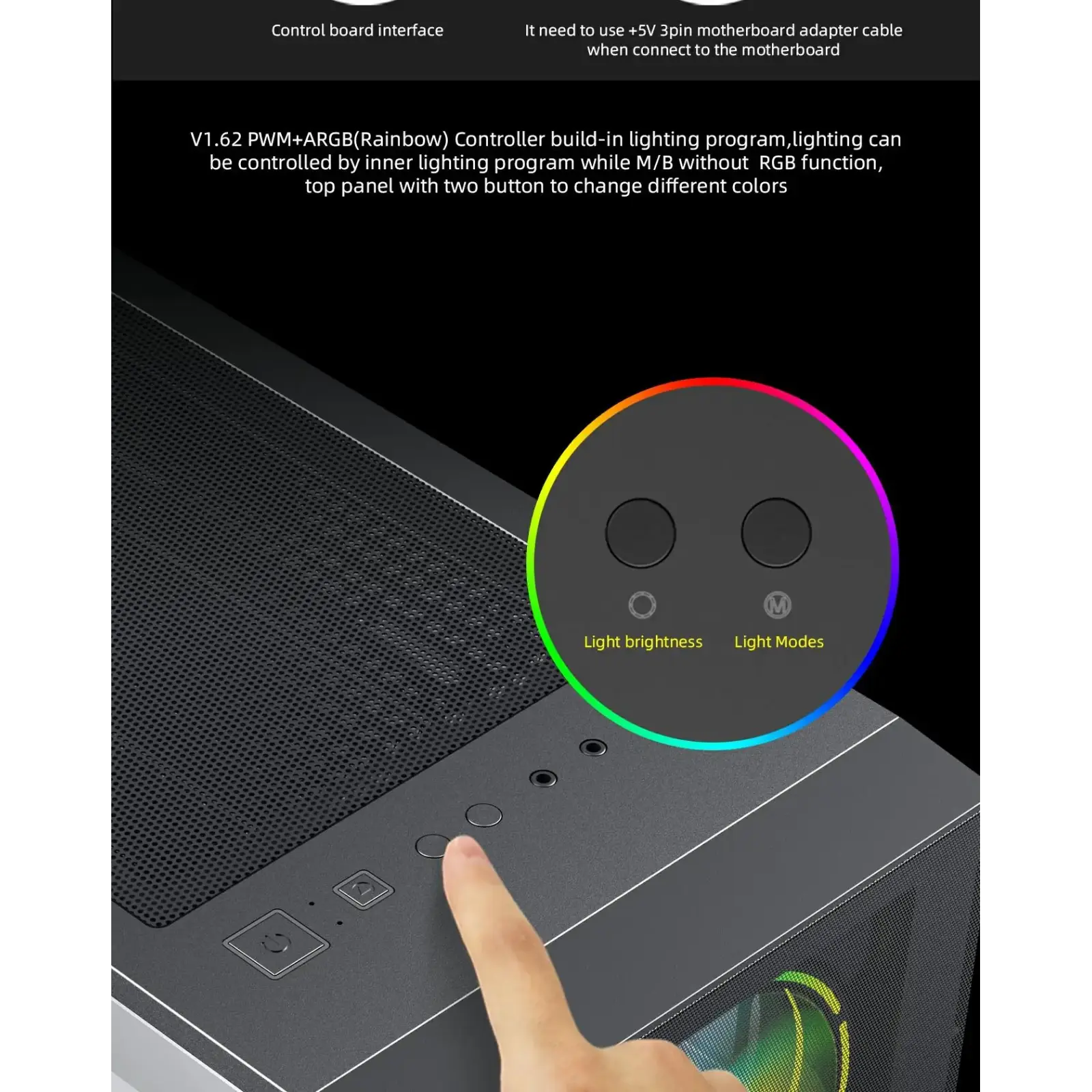 Корпус GAMEMAX MICRO ATX без блока живлення front panel with full mesh, V 1.62 PWM +ARGB Hub Aero Mini UA