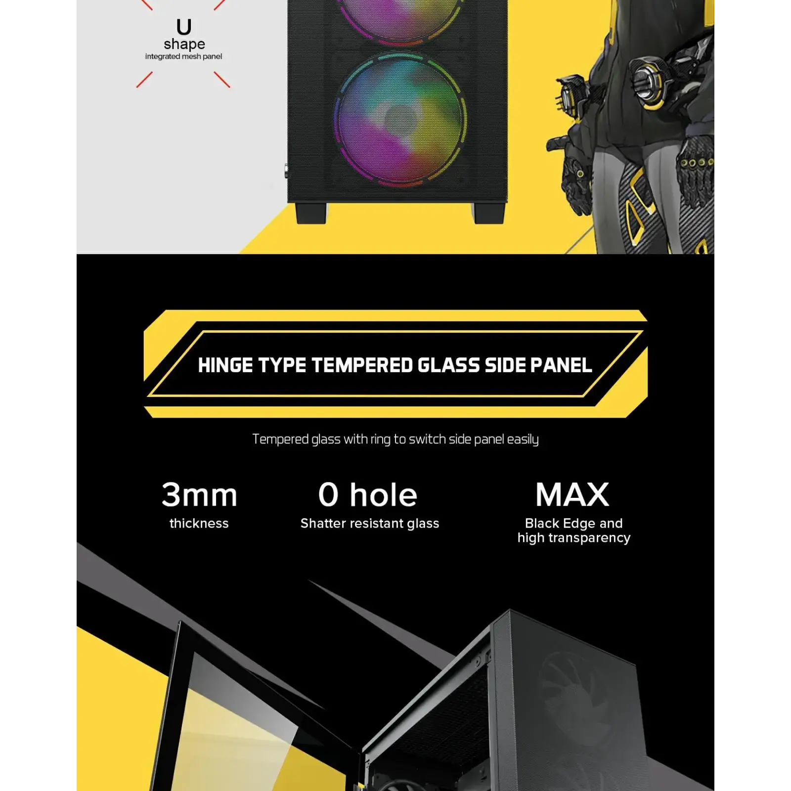 Корпус GAMEMAX MICRO ATX без блока живлення front panel with full mesh, V 1.62 PWM +ARGB Hub Aero Mini UA