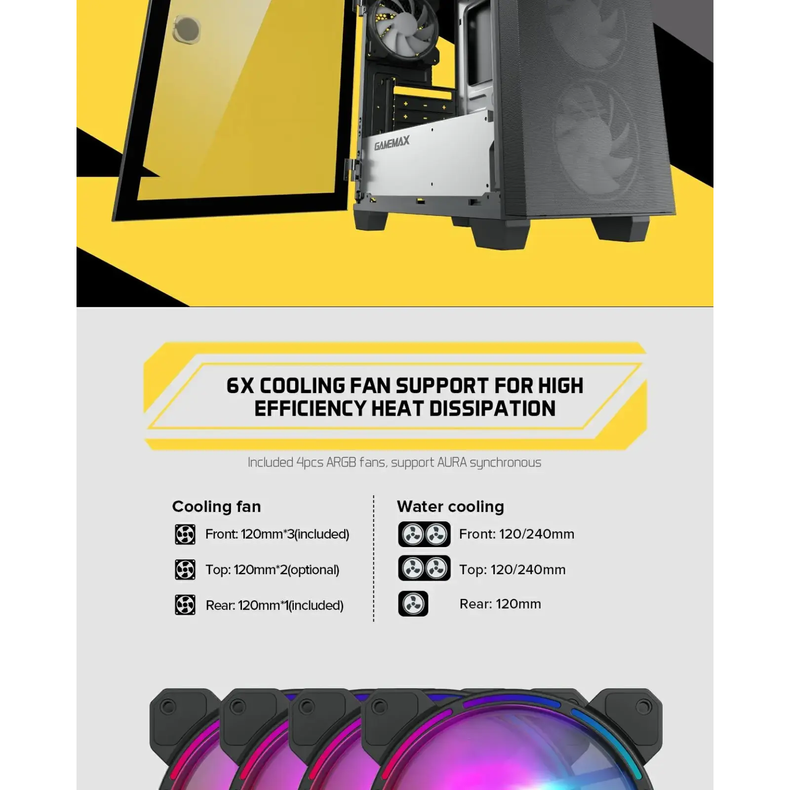 Корпус GAMEMAX MICRO ATX без блока живлення front panel with full mesh, V 1.62 PWM +ARGB Hub Aero Mini UA