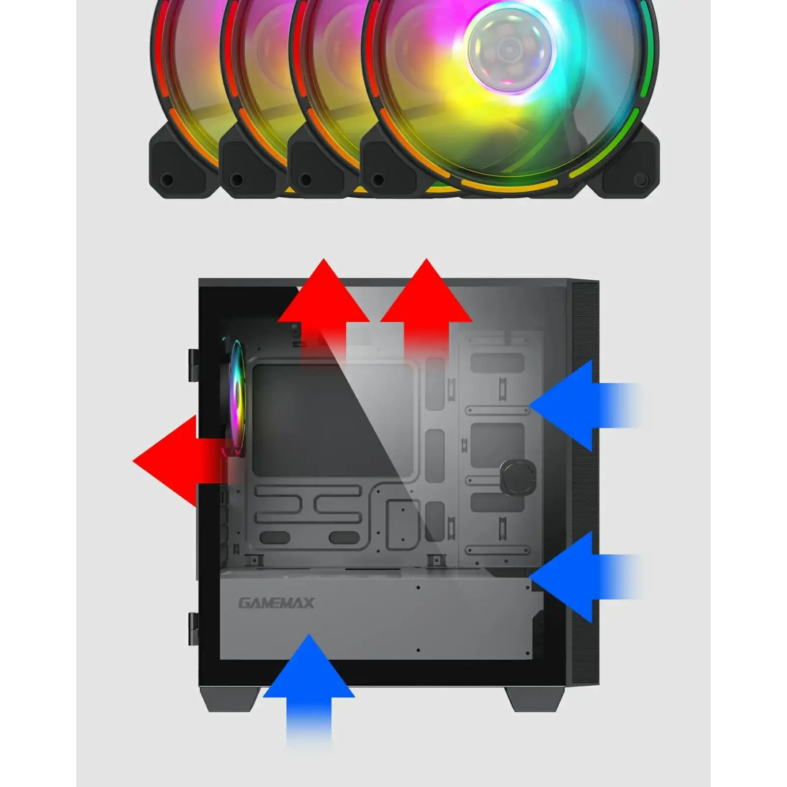 Корпус GAMEMAX MICRO ATX без блока живлення front panel with full mesh, V 1.62 PWM +ARGB Hub Aero Mini UA