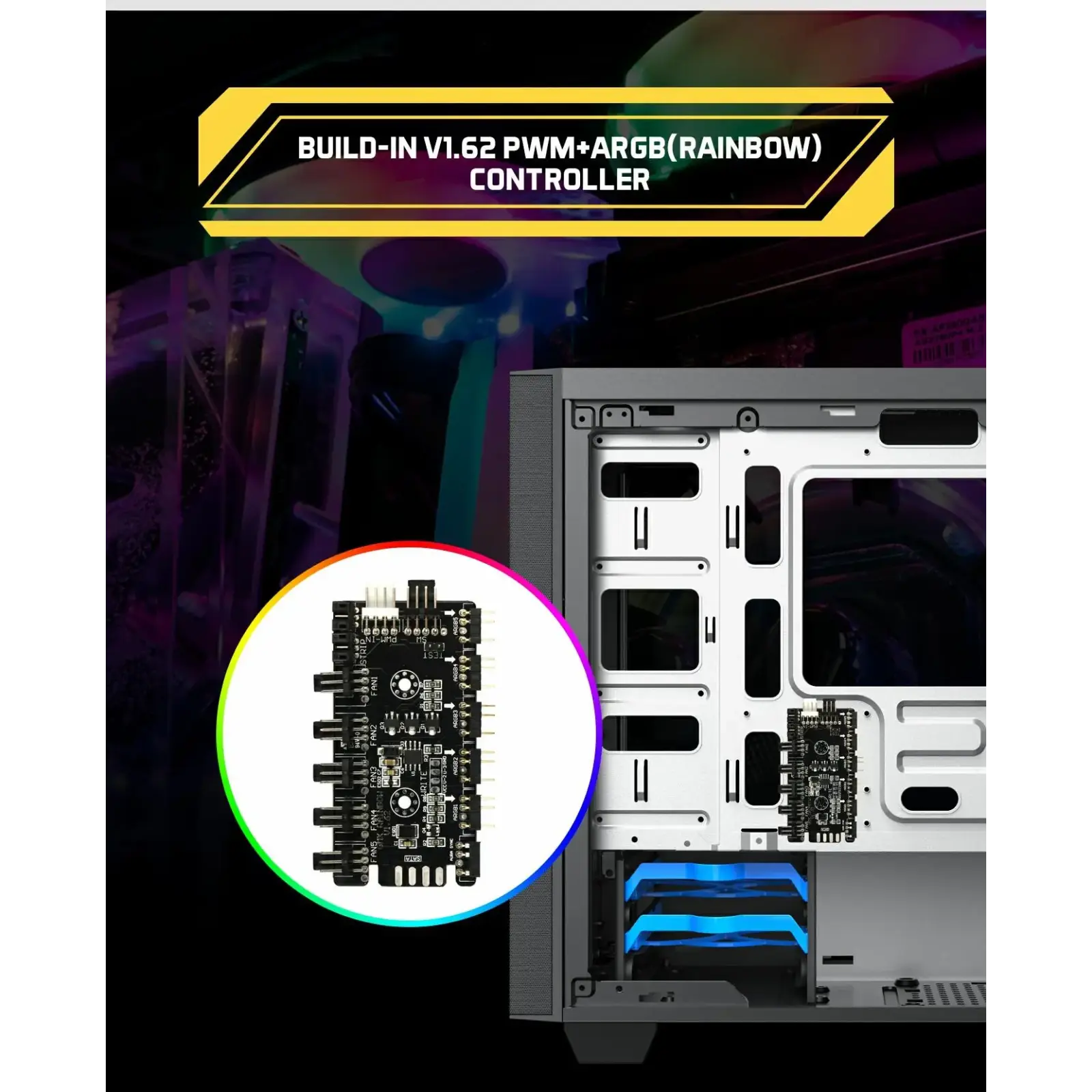 Корпус GAMEMAX MICRO ATX без блока живлення front panel with full mesh, V 1.62 PWM +ARGB Hub Aero Mini UA