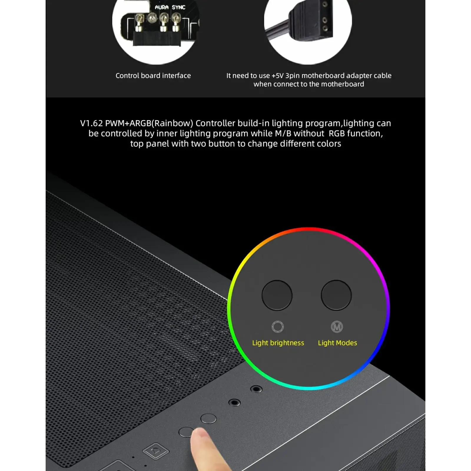 Корпус GAMEMAX MICRO ATX без блока живлення front panel with full mesh, V 1.62 PWM +ARGB Hub Aero Mini UA