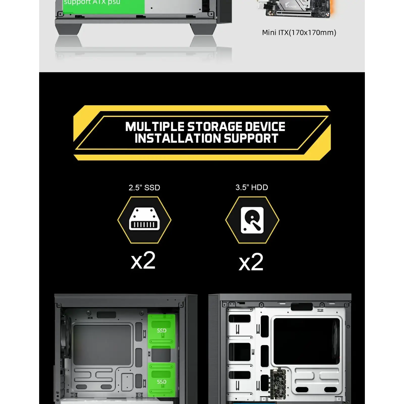 Корпус GAMEMAX MICRO ATX без блока живлення front panel with full mesh, V 1.62 PWM +ARGB Hub Aero Mini UA