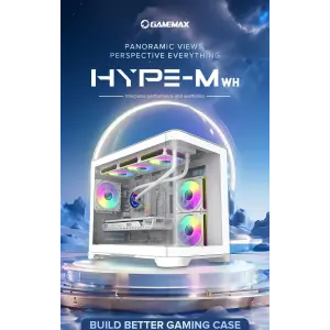 Корпус GAMEMAX Mid Tower M-ATX без блока живлення , загарт оване склоM-ATX,ITX, Tempered Glass,USB3.0x1,USB2. HYPE-M White UA