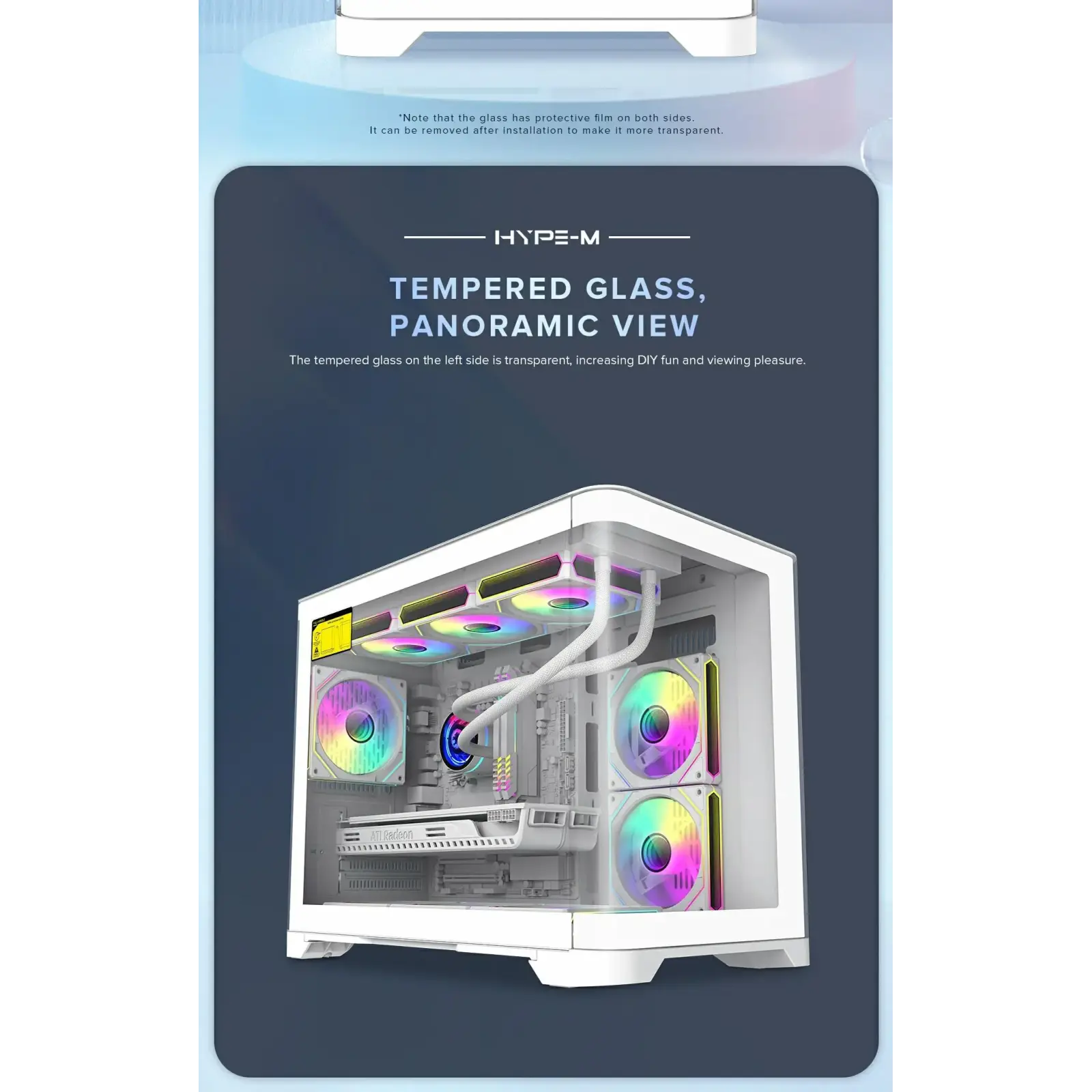 Корпус GAMEMAX Mid Tower M-ATX без блока живлення , загарт оване склоM-ATX,ITX, Tempered Glass,USB3.0x1,USB2. HYPE-M White UA