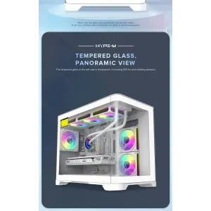 Корпус GAMEMAX Mid Tower M-ATX без блока живлення , загарт оване склоM-ATX,ITX, Tempered Glass,USB3.0x1,USB2. HYPE-M White UA