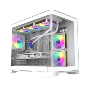 Корпус GAMEMAX Mid Tower M-ATX без блока живлення , загарт оване склоM-ATX,ITX, Tempered Glass,USB3.0x1,USB2. HYPE-M White UA