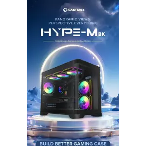 Корпус GAMEMAX Mid Tower M-ATX без блока живлення , загарт оварне склоM-ATX,ITX, Tempered Glass,USB3.0x1,USB2 HYPE-M Black UA