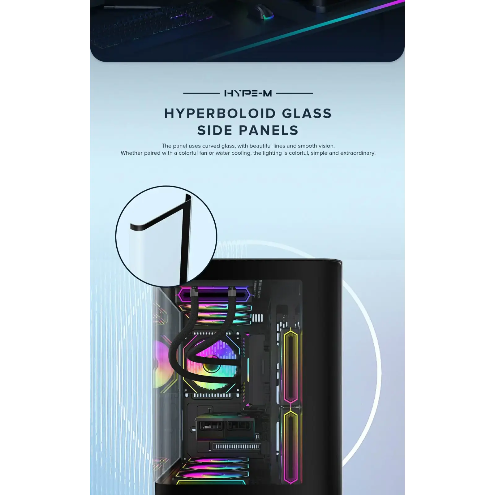 Корпус GAMEMAX Mid Tower M-ATX без блока живлення , загарт оварне склоM-ATX,ITX, Tempered Glass,USB3.0x1,USB2 HYPE-M Black UA